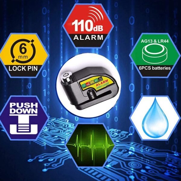 Alarm Disc Lock Motorbike Anti-Theft Disc Brake Lock (1 Pc / With 2 Key)