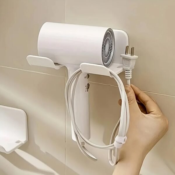 02_90d20efb-6bbc-45d1-9848-2de3b49e5f48.jpg 3 Compartment Wall Mount Hair Blower, Hair Dryers Holder (1 Pc)