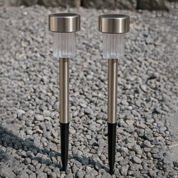 Solar-Powered Stainless Steel Garden Pathway Lights 31x4 cm (2 Pc)