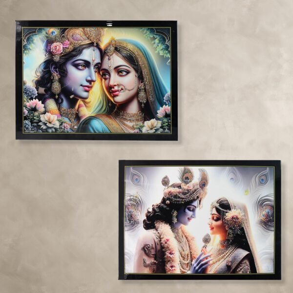 02_96ae2dda-025d-484b-bdba-5f3d91751612.jpg Lord Krishna Radha Wall Painting Wooden Frame 60x45 Cm Approx (1 Pc / Mix Design)