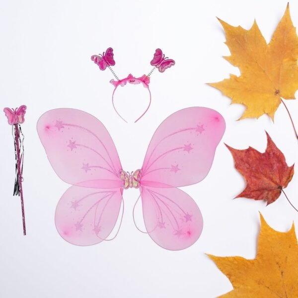 02_976db591-972b-4ec3-8ca1-257b6be09845.jpg Baby Girl Fairy Nylon Butterfly Wings Wand Hairband Multi Color 1 Pc