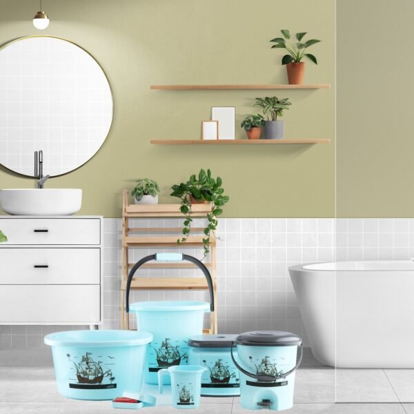 Plastic Bathroom Accessories Set (Mix Color / 6 Pc)