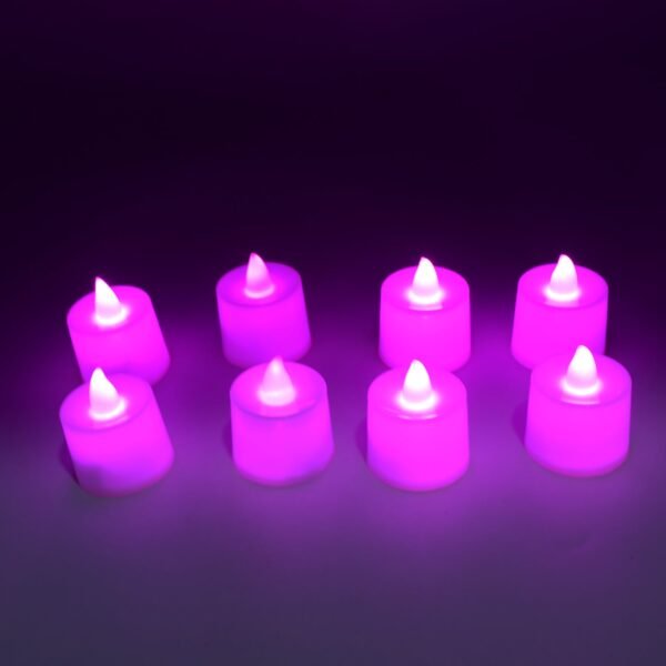 Pink Flameless LED Tealights for Festive Home Decor (Pack of 8)