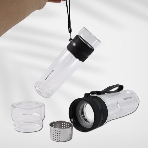 Outdoor Sport Glass Water Bottle With Steel Lid / 500 Ml Approx)