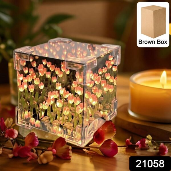 02_LED-Mirror.jpg Decorative Tulip Flower LED Cube Night Lamp Set (1 Set / Mix Color)