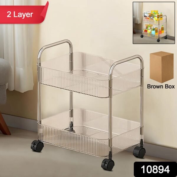 2 Layer Multipurpose Storage Trolley with Wheels (1 Pc)