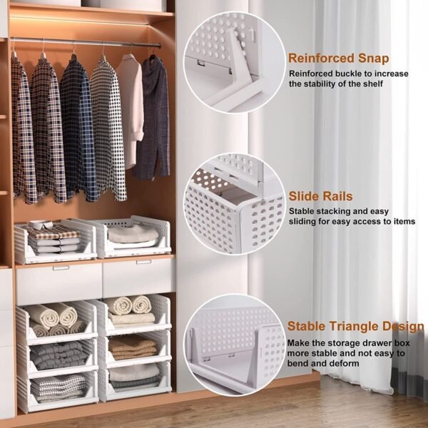 3-Layer Foldable Wardrobe Clothes Organizer Shelf Basket