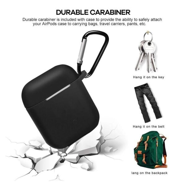 Silicone Shockproof Protection Wireless Headphones Carrying Box Cover Metal Keychain