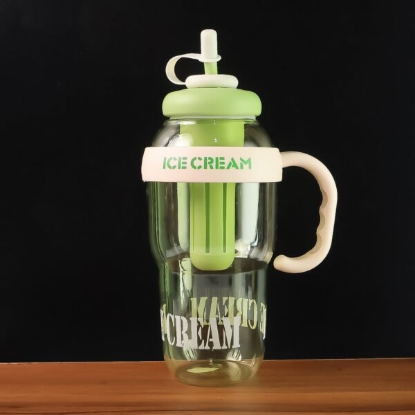 Approx 1300ML Large Capacity Cute Ice Cream Themed Water Bottle with Handle, Straw