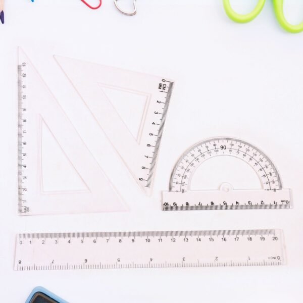02_a7c1bcf1-a637-4974-ab49-272d04c5f2f7.jpg Plastic Geometry Set, Triangle Ruler Protractor Straight Ruler (4 Pcs Set)