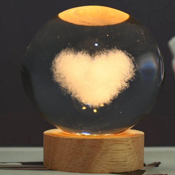 Heart 3D Crystal Ball lamps With Base (1 Pc)