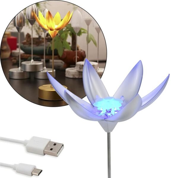 Lotus Flower Lamp with Music, Touch Open and Close, USB Rechargeable (1 Pc)