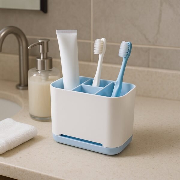 02_bac0b8b9-f570-4aad-813a-ce2e4f587dfc.jpg 6 Compartment Multi Purpose Organizer Toothbrush Holder Stand Plastic Caddy (1 Pc)
