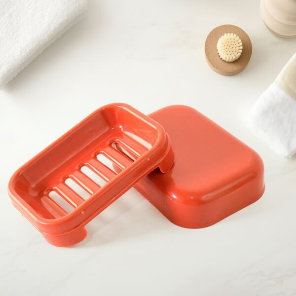 Premium Quality Rectangular Brick Red Plastic Soap Case (1 Pc)