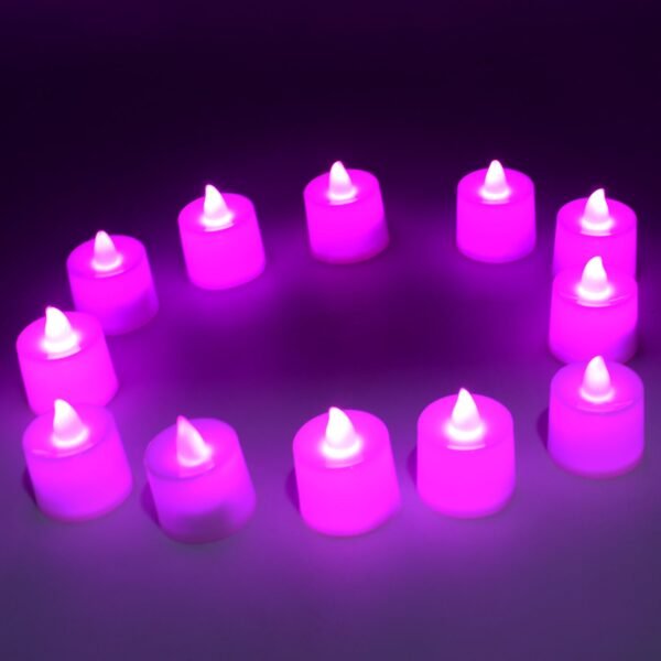 02_c6a13bb6-a4be-4c8f-84fe-ef1f1d06fea1.jpg Pink Flameless LED Tealights for Festive Home Decor (Pack of 12)