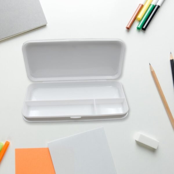 02_c6a62a47-7d1d-434e-a263-651dab911aea.jpg Multipurpose White Compass Pencil Box – 3-Compartment School Case, Ideal Gift for Kids