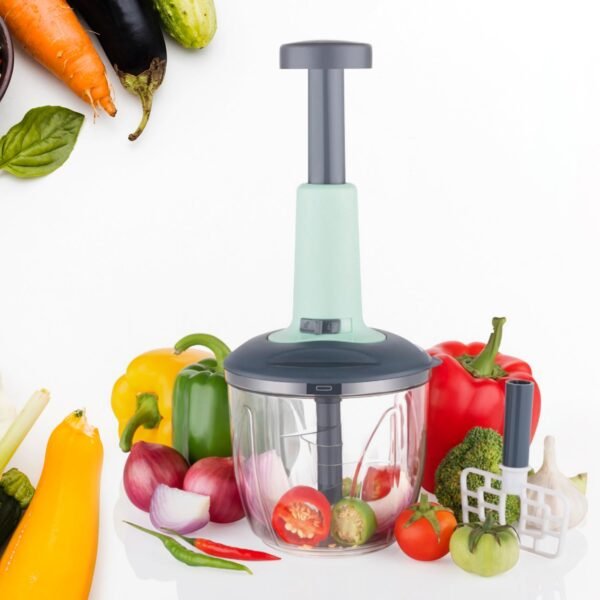 1100 ml 2 in 1 Push Up Chopper with 6 Sharp Blades Vegetable and Fruit Cutter