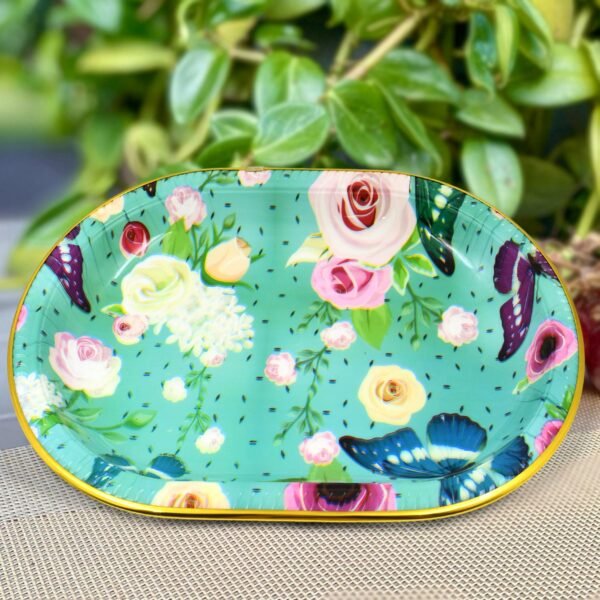 02_cda6e39b-45b5-4d1a-b8a9-e34d68abd658.jpg Big Plastic Flower Printed Design Serving Tray (1 Pc / 35 x 24 CM / Mix Color)