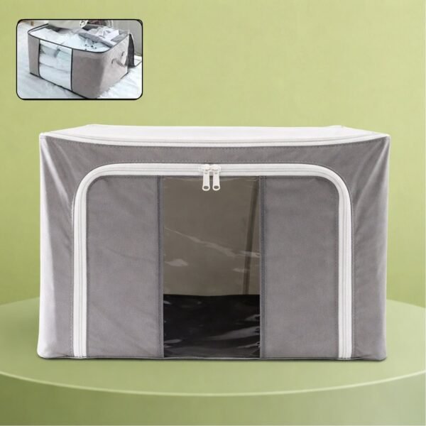 Foldable Steel Frame Clothes Storage Organizer Bag 60x43x32cm (Mix Color)
