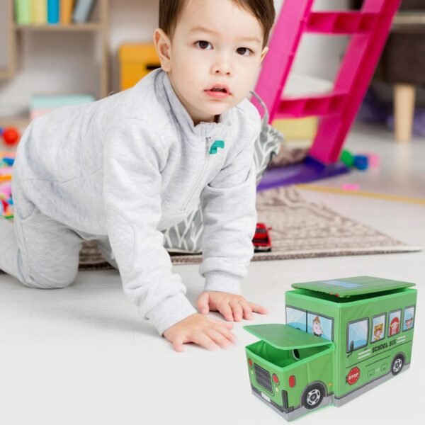 02_d146ba21-e616-4de0-a994-dbbd857eb8c8.jpg Foldable Bus Shape Toy Box Storage with Lid for Storage of Toys Basket Useful as Toy Organizer mountable Racks Surface Multipurpose Basket for Kids Wardrobe Cabinet Wood with Cloth Cover For Home Decor Books, Game, Baby Cloth (Mix Color & Design )