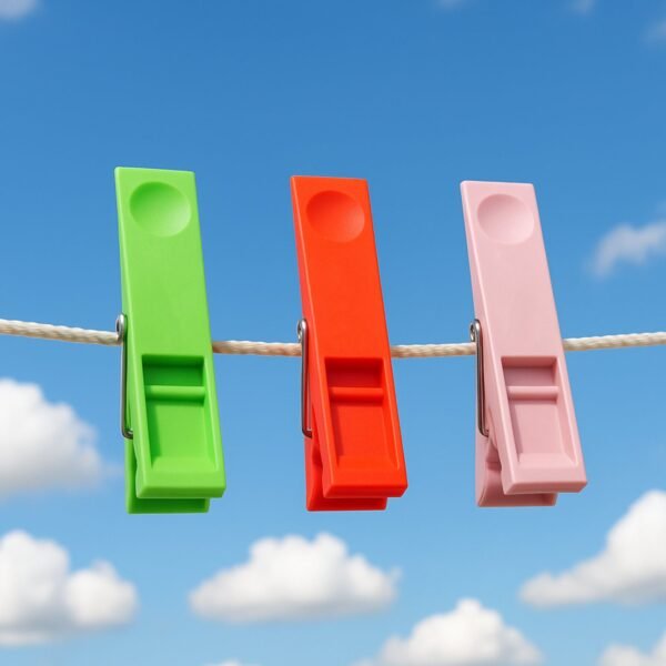 Cloth Clips Set of 12 – Strong Grip Plastic Laundry Pegs with Stainless Steel
