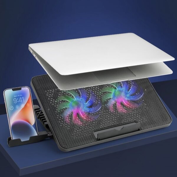 02_d763dae7-a48a-4af3-ad6d-8e512e40c10a.jpg Laptop Cooler Cooling Pad with 2 Quiet Led Fans, Stand for Gaming Laptop