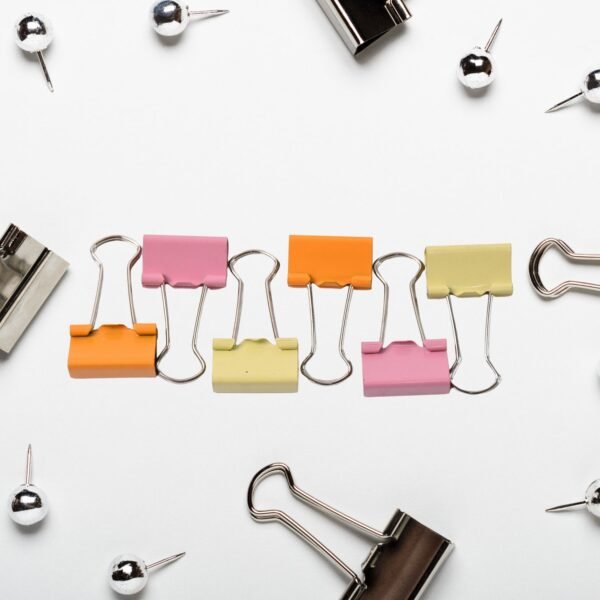 Binder Clips Paper Clips, Push Pins for Office and School Supplies (68 Pcs Set)