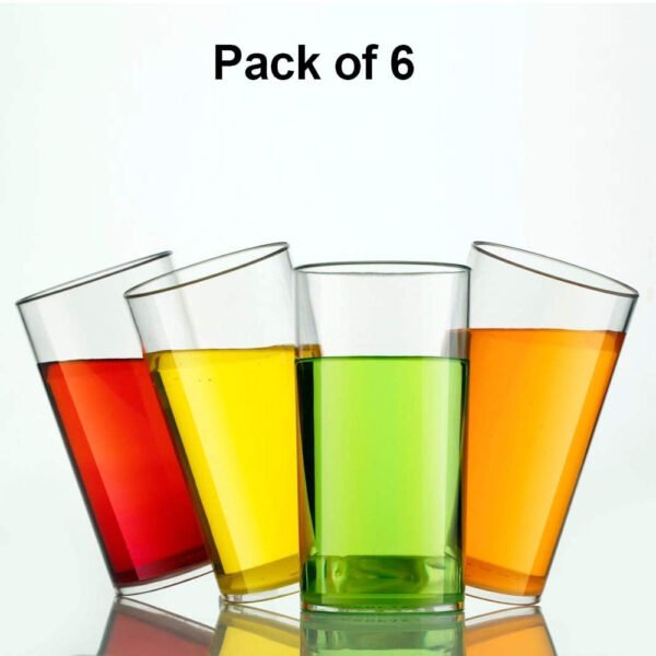 Heavy unbreakable Plastic Clear look fully Transparent Glasses Set 330ml (6pcs)