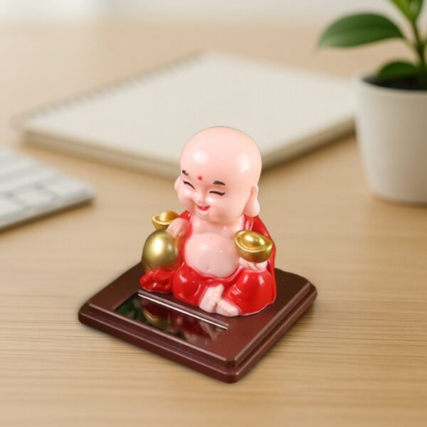 Solar Power Moving Head Buddha Statue Car Ornament (1 Pc / Mix Color)