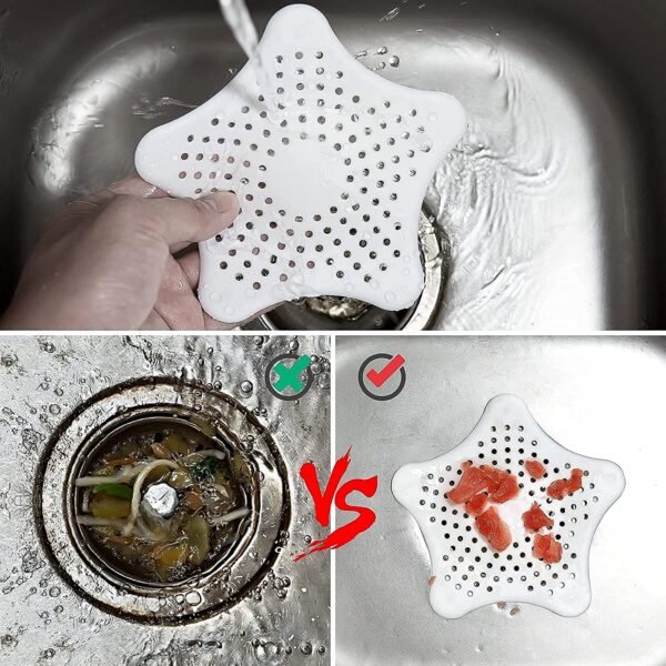 White Silicone Star Shaped Sink Filter Bathroom Hair Catcher Drain Strainers Basin