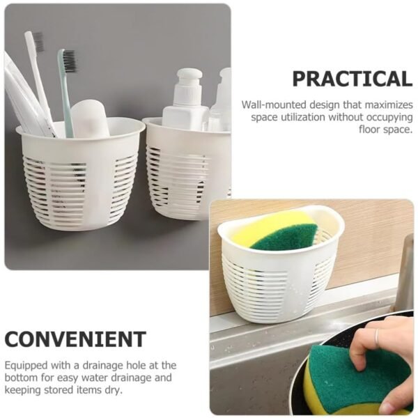 02_e100403f-3b25-44a2-b304-b7fef004a7b2.jpg Hanging Plastic Storage Basket, Adhesive Wall Mounted Organizer Box Make Up Holder Shelf Bathroom Wall Basket Punch Free Drain Basket for Kitchen Bathroom, Wall Type Storage Basket (1 Pc)