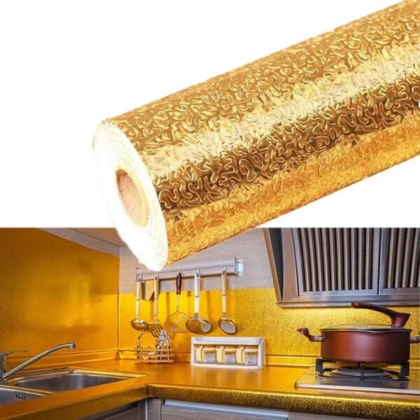 Oil-Proof Aluminum Foil Sticker – Waterproof Self-Adhesive Kitchen Wallpaper