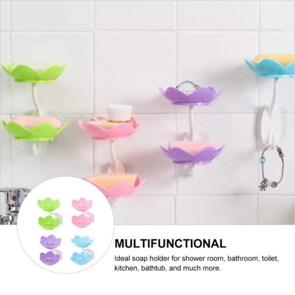 Double Layer Flower Self Draining Soap Dish Holder, Bathroom Shower Soap Holder