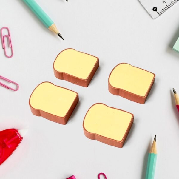 02_e6d261fd-9095-4a6b-9755-c8f3294245f9.jpg 3D Toast Bread Shape Eraser for Kids, Cartoons Erasers Toast Bread Erasers Bread Shaped Eraser for Students, Gift, Cute Fun Food Erasers for School Classroom, Stationery for Boys & Girls (4 Pcs Set)