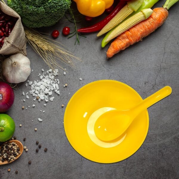 Plastic Soup Bowl & Spoon Set for Kitchen (6-Pcs)