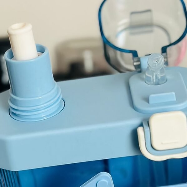 2in1 Dual Compartment Water Bottle with Straw & Adjustable Shoulder Straps (1 Pc/Multi color)