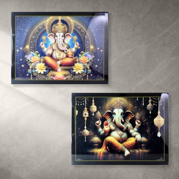 02_f9bc3fcc-d4f0-47e9-b484-b3e139a374e5.jpg Divine Lord Ganesha Wall Painting Wooden Frame Mix Design, 60x45 Cm Approx (1 Pc)
