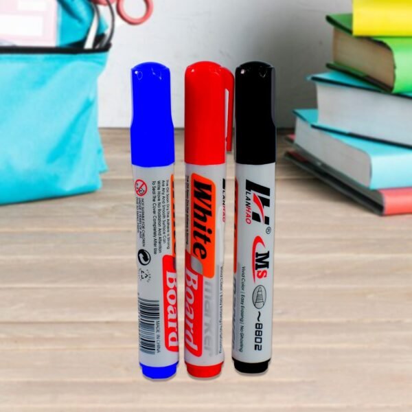 02_ff00e598-43ad-4ec2-9708-36954cea2a7f.jpg Whiteboard Marker Set (Blue, Black, Red) with Board Duster - Pack of 4