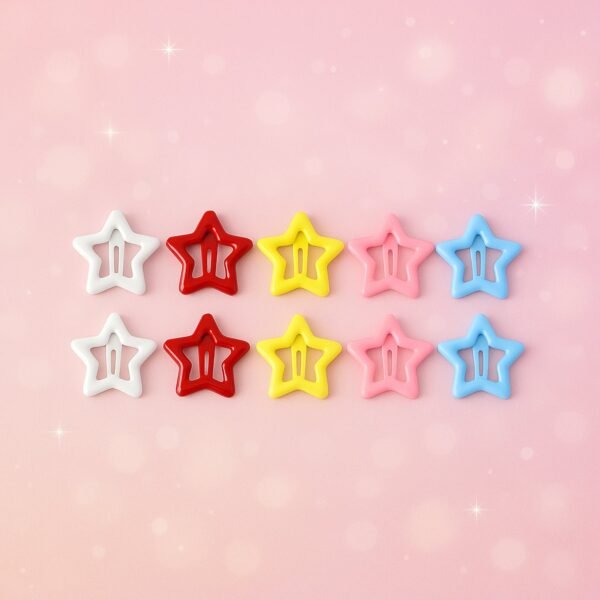 02_hair-clip.jpg Metal Printed Star Shape Hair Clips (10 Pcs Set)