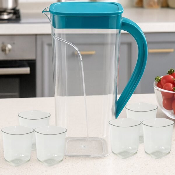 Supermom Plastic Marina Jug with 6 Glass Set