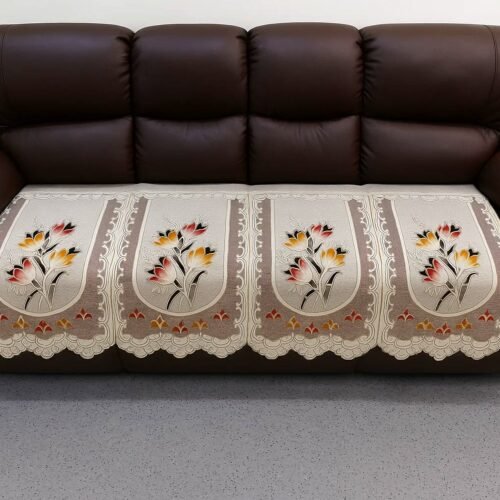 Floral Sofa Seat Runner Protector - (1 Pc / 134x28 Inch)