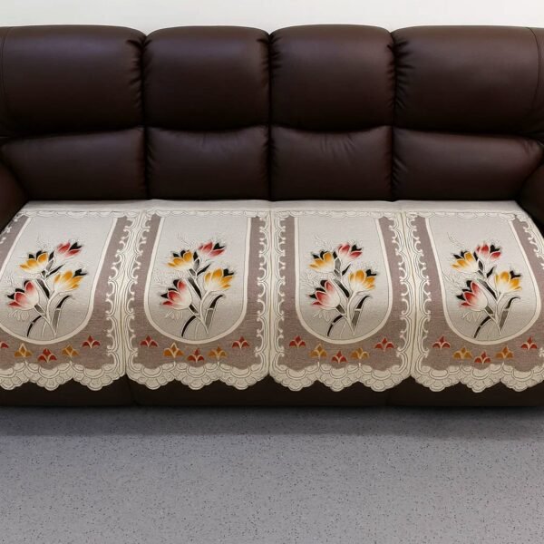 Floral Sofa Seat Runner Protector - (1 Pc / 134x28 Inch)