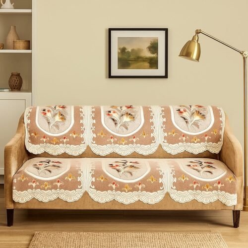 02_sofacover.jpg Elegant Floral Sofa Protector Runner - (Set / 132x28 Inch)