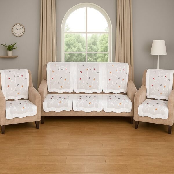 Elegant Leaf-Pattern Sofa Runner - (Set / 230x28 Inch)