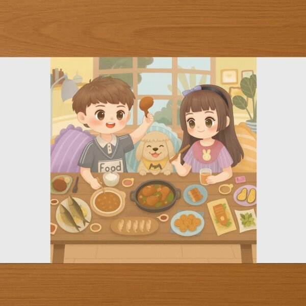 Cartoon-Themed Food Table Wall Poster 90x30 cm (1 Pc)