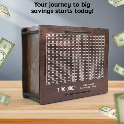 03-money-box.jpg Big Wooden Savings Challenge Money Bank / Piggy Bank - (1 Pc)