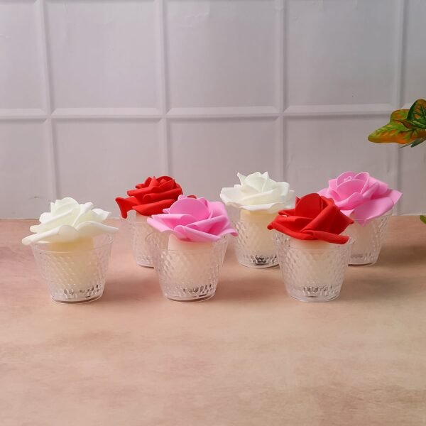03_003af965-ee00-4a8c-af20-4dc821b9e915.jpg LED Rose Flower Decorative Flameless Tealight Candles - (6 Pc / Set)