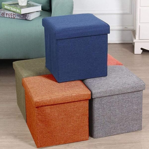 4986 Living Room Cube Shape Sitting Stool with Storage Box.(Mix Color)