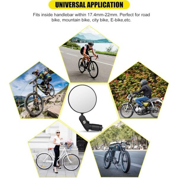 Bar End Bike Mirror: 360° Rotatable & Foldable (1 Pc)