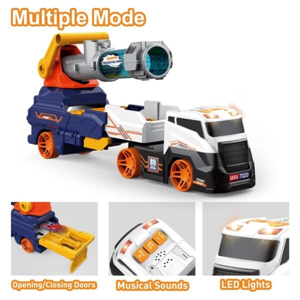Large Truck Toys Include 2 Racing Cars+4 Ball, Light & Sounds (Battery Not Included)